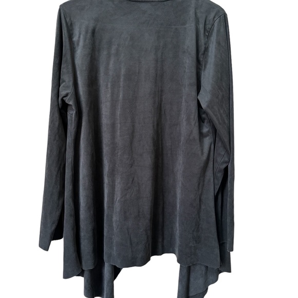 Soft Surroundings grey cascading front open suede like cardigan - Picture 3 of 4